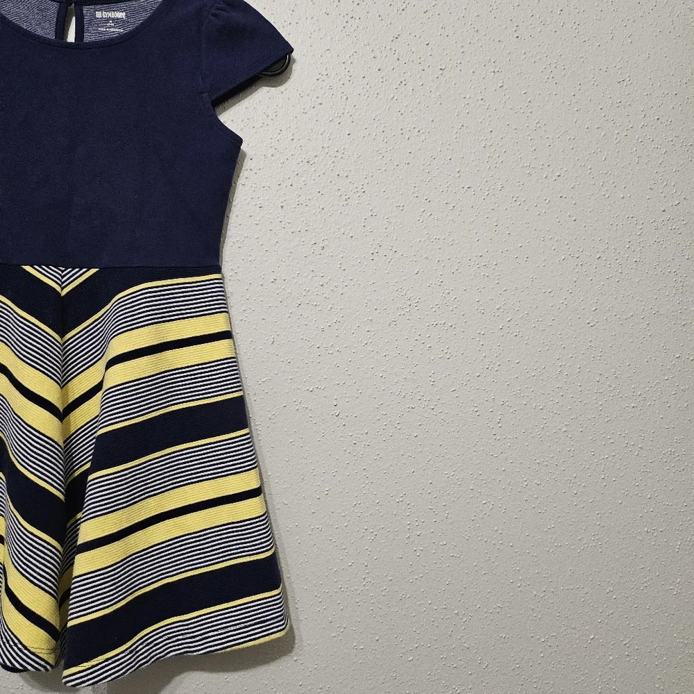 Gymboree‎ Girls Dress Size 7–8 Navy Blue Striped Skirt Fit & Flare Short Sleeve